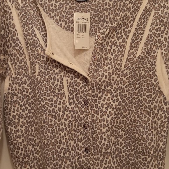 New with tags-Its our Time-sz L soft cotton Leopard cardigan sweater - Picture 4 of 6
